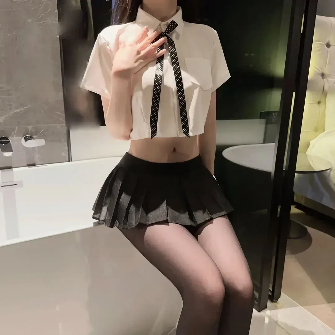 【夜伴狂欢】性感睡衣清纯校园可爱学生装韩系百褶JK裙子
