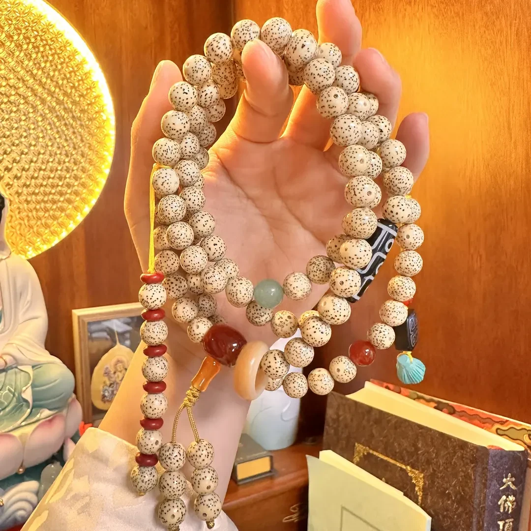 海南陈籽星月菩提108颗圆珠10mm设计款三通款弟子珠脖挂多圈手串
