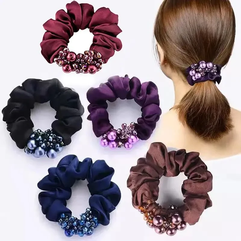 简约网红米珠头绳扎马尾女士气质韩国发绳盘头发皮筋妈妈珍珠发饰