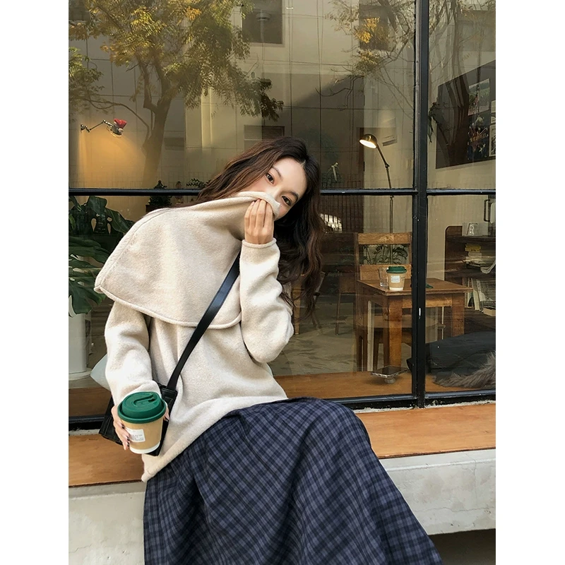 任小艺 12/26独立线 美丽诺羊驼绒羊毛围脖两件套毛衣秋冬