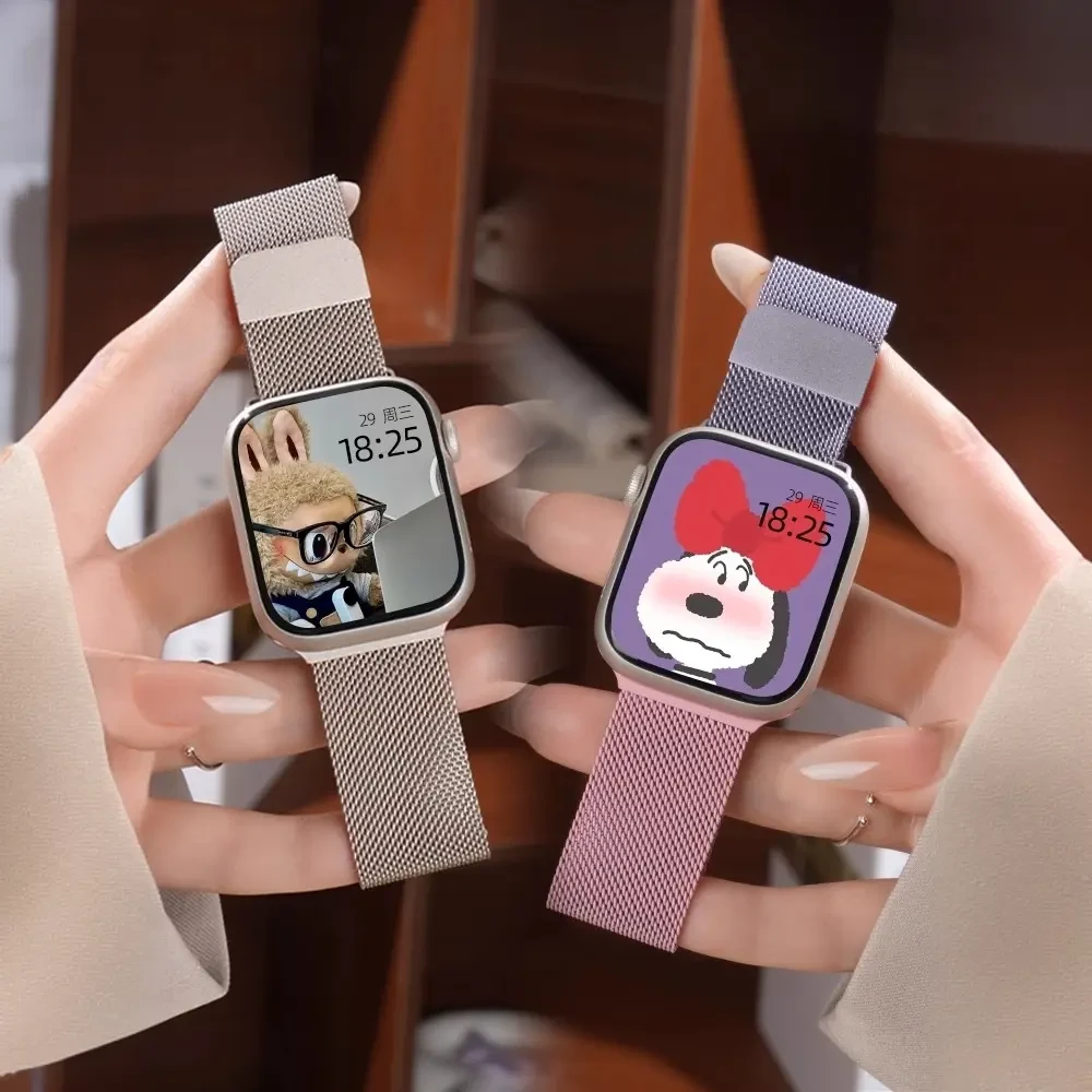 适用苹果手表ApplewatchS10官同款米兰尼斯金属磁吸表带iwatch9/8
