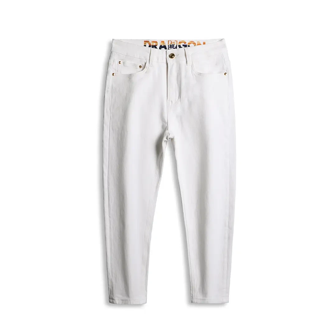 【展翔大码男装】白色牛仔裤微锥小脚宽松显瘦白龙一代三防牛仔裤