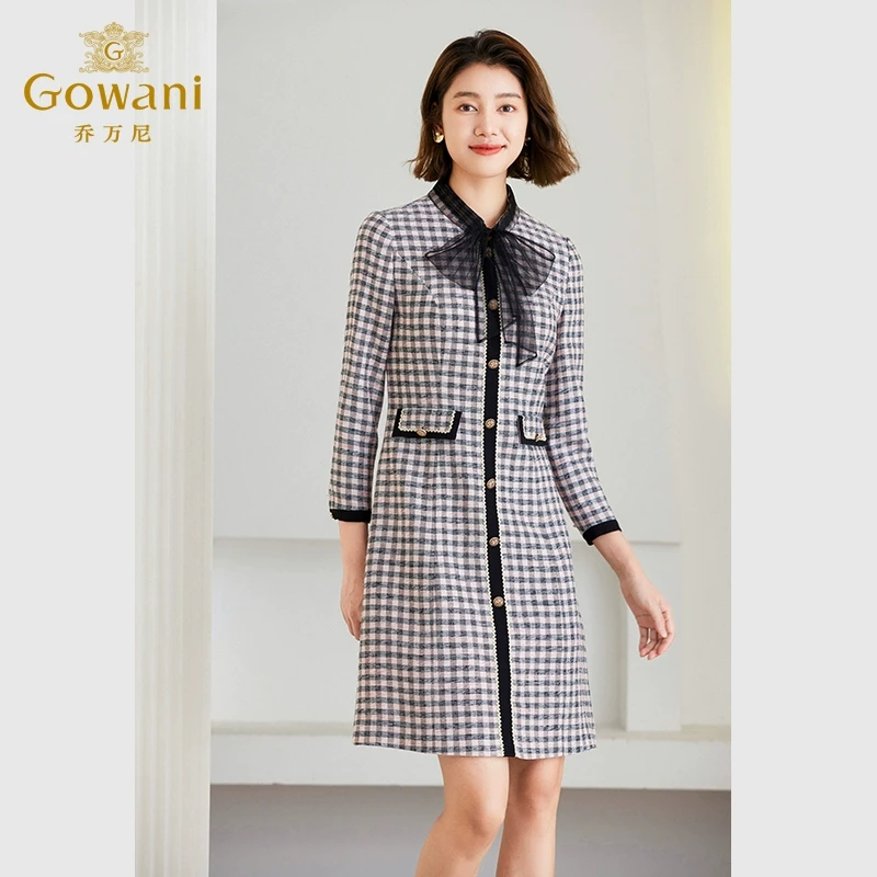 Gowani/乔万尼春季连衣裙2025新款商场同款小香风格纹ET4E812