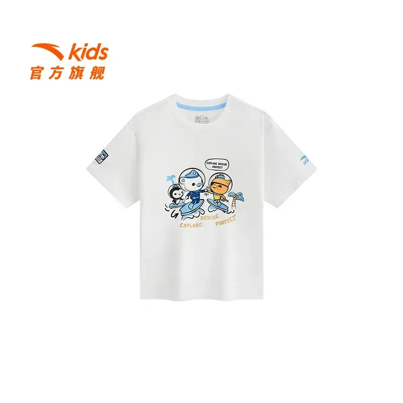 安踏儿童【运动短袖】男小童针织短袖衫25夏季新款短袖纯棉舒适圆领