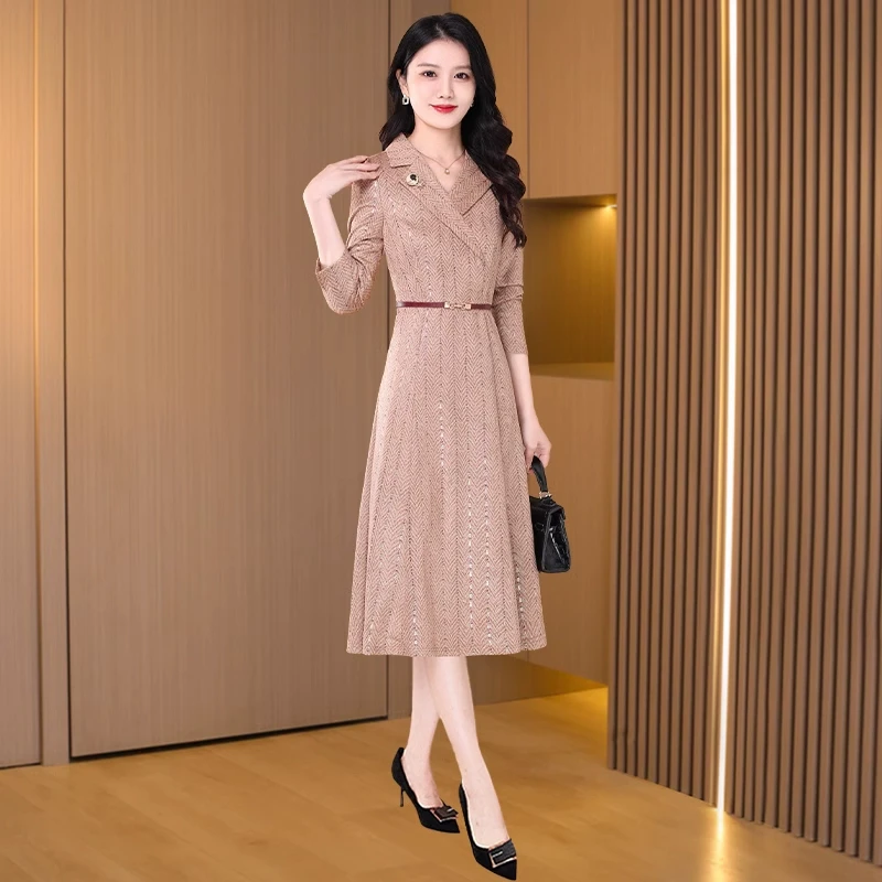 拉夏贝尔喜婆婆婚宴装连衣裙2025新款春秋爆款长袖十三行妈妈礼服