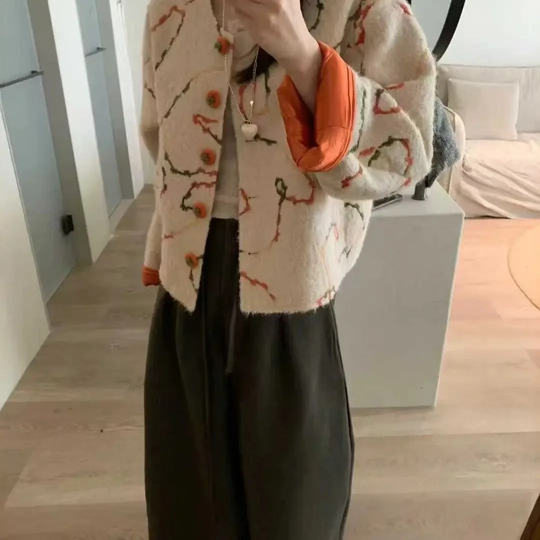 悦己•柿柿如意立体花朵外套秋装