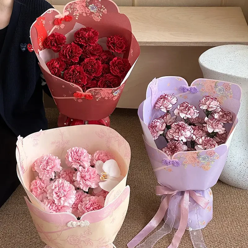 【礼悦】新款东方霓裳新中式鲜花包装纸国风花束纸花艺包装资材粉色