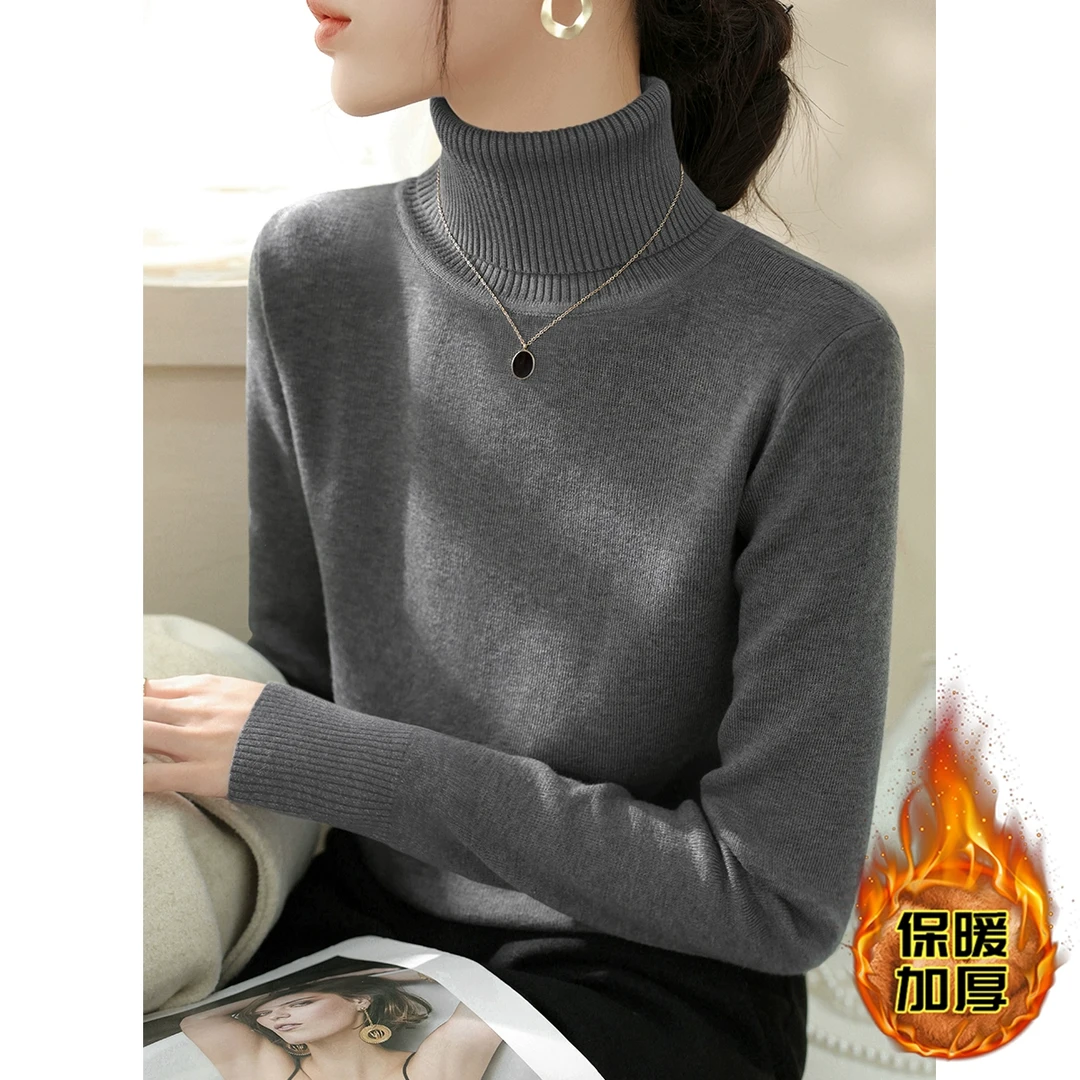 2025年高领加厚款时尚内搭打底上衣冬季高级长袖宽松毛衣针织衫女