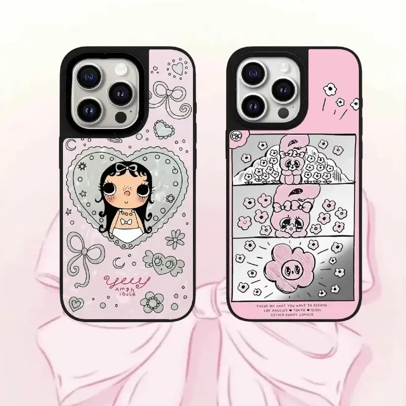 CASE赵露思同款粉兔镜面适用iPhone1615pm手机壳14个性13防摔