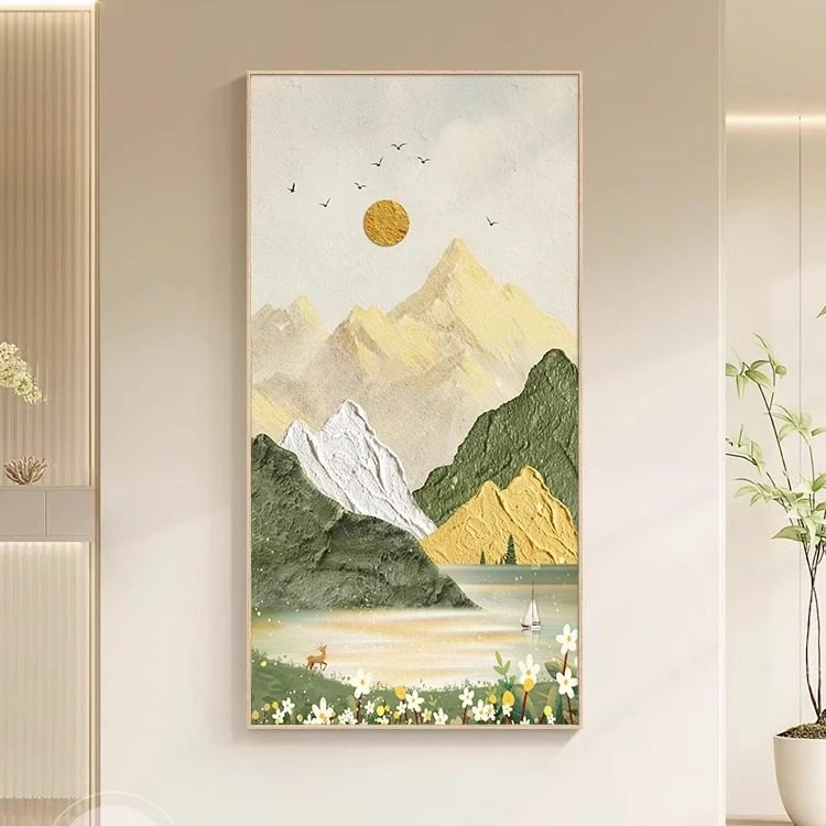 山水画挂画感装饰画玄关新款2026好风景金山寓意轻奢日照金山入门