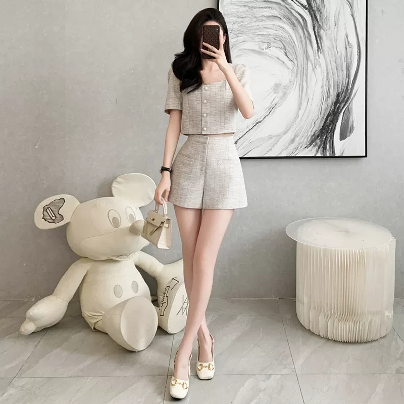 2025夏季新款气质小香风短裤套装女小个子高腰洋气减龄时尚两件套