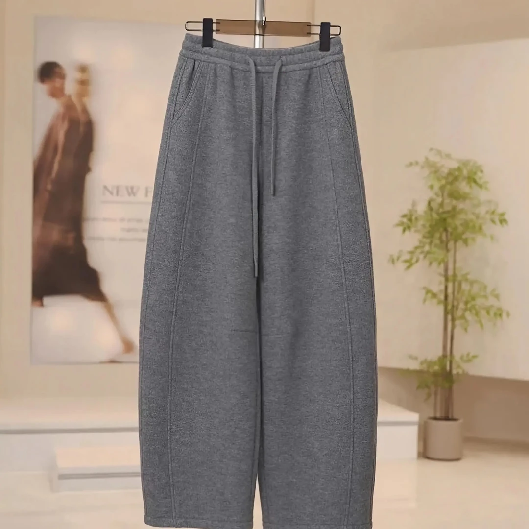 【专柜轻奢】羊驼绒加厚加绒羊 绒舒适显瘦直筒百搭窄版香蕉裤