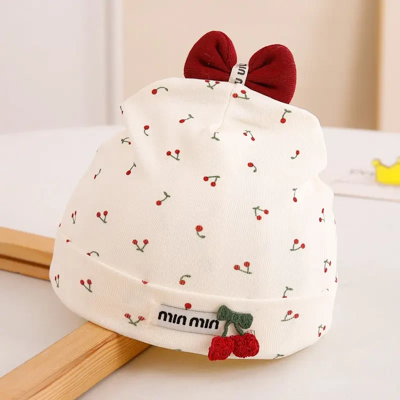 薄款春夏胎帽女宝宝可爱夏季圆顶无檐甜美卡通风宝宝帽子休闲风