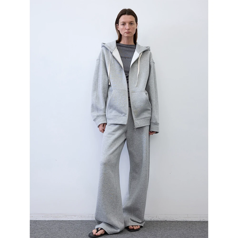 RandomPiece25春新品 天丝莱赛尔宽松廓形连帽卫衣开合式拉链外套