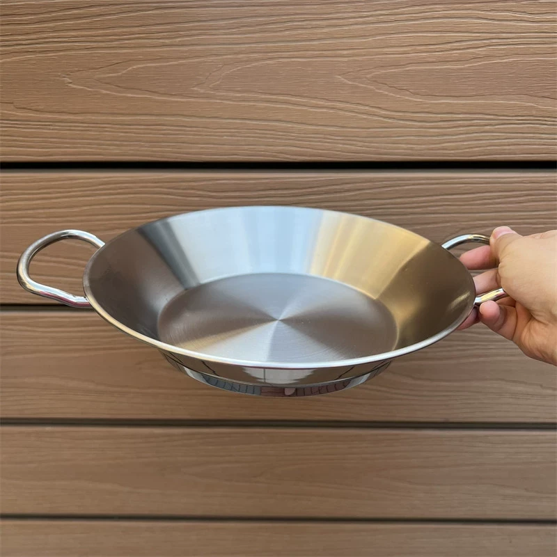 带把手小盘子304不锈钢盘加厚圆盘家用碟子菜盘餐盘烧烤商用