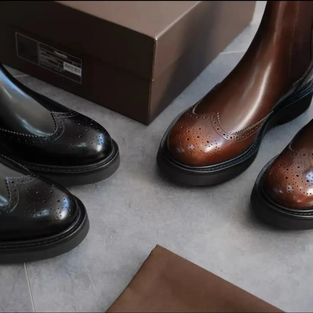 英伦高奢Ch家乔 男士GoodwardR皮质雕花切尔西靴！