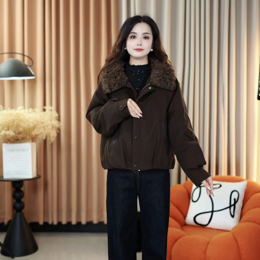 洋气拼接短款时尚白鸭绒女士休闲保暖百搭2025新款羽绒服【CFNZ】