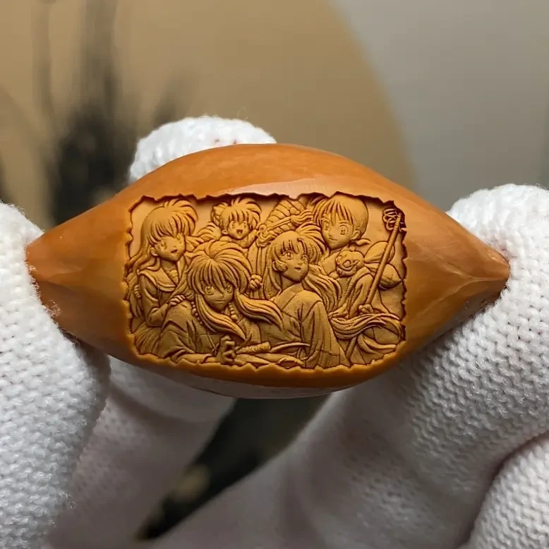 橄榄核雕刻卡通动漫单籽橄榄核雕犬夜叉童年回忆精品文玩吊坠
