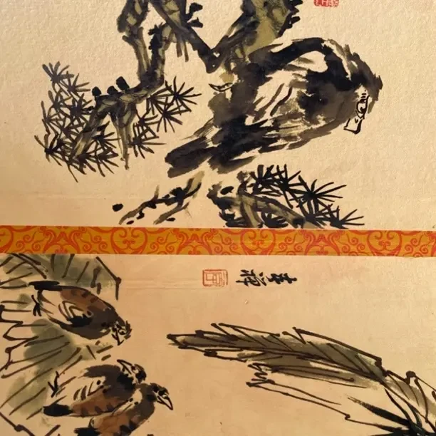 B精品画集墨虾图古字画国画长卷手卷客厅装饰画