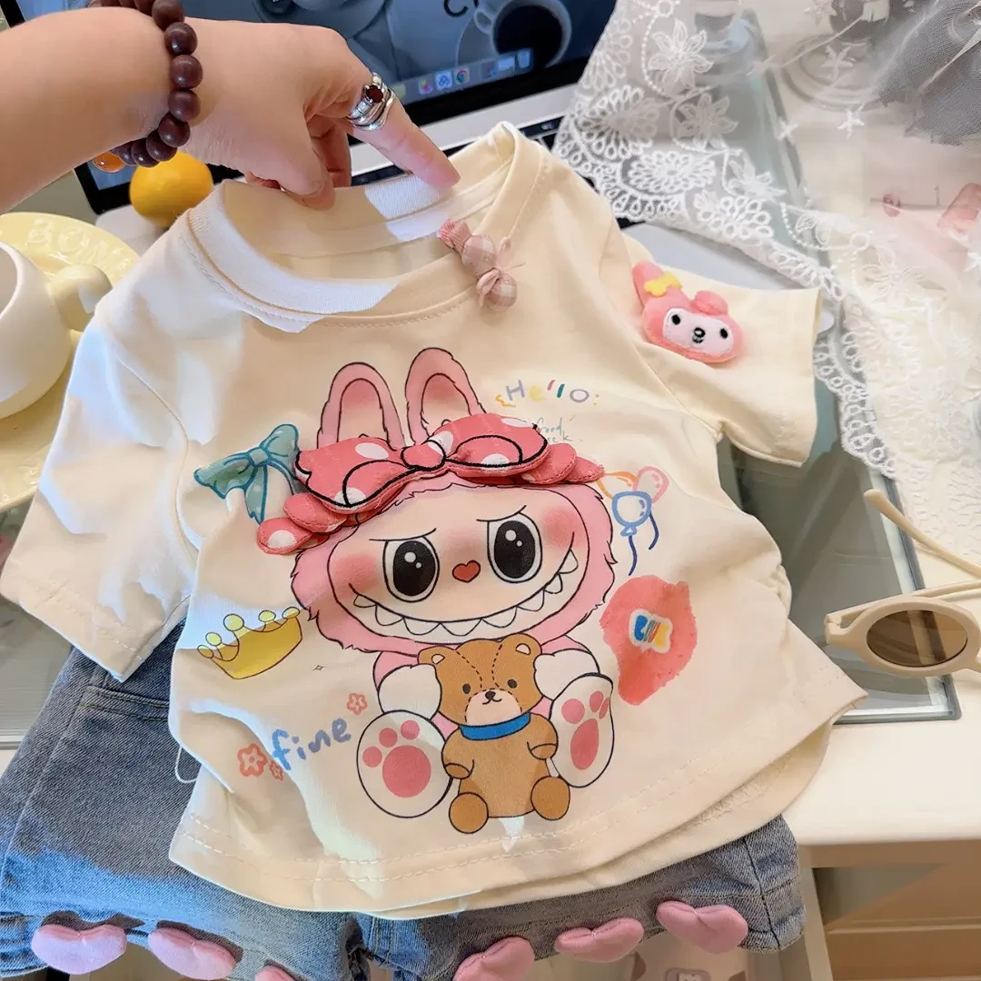 2025新款儿童夏季女童新款韩版卡通立体短袖宝宝休闲体恤洋气