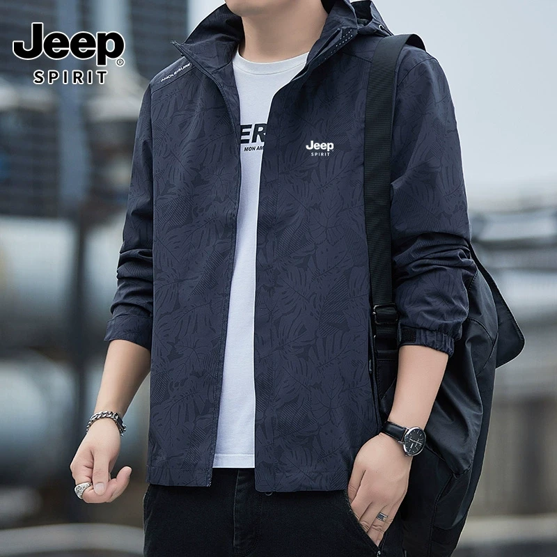 JEEP吉普冲锋衣外套男士春秋季宽松休闲透气户外防风大码夹克