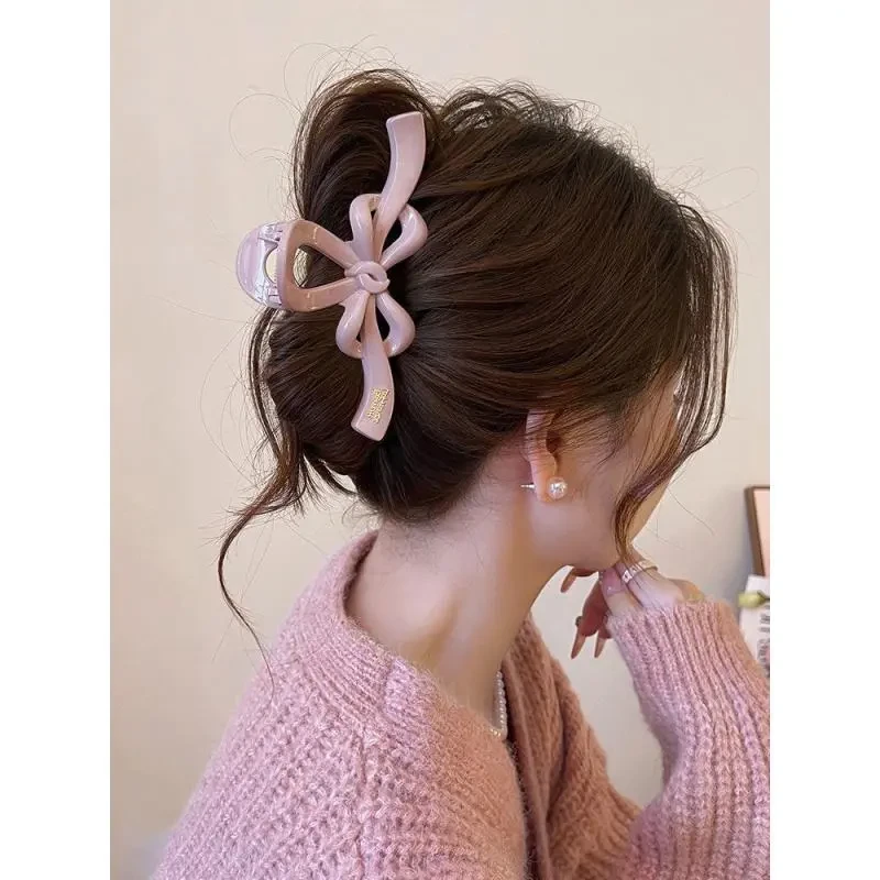 高级感蝴蝶结头发抓夹大号鲨鱼夹发夹女2024新款后脑勺夹子发饰秋