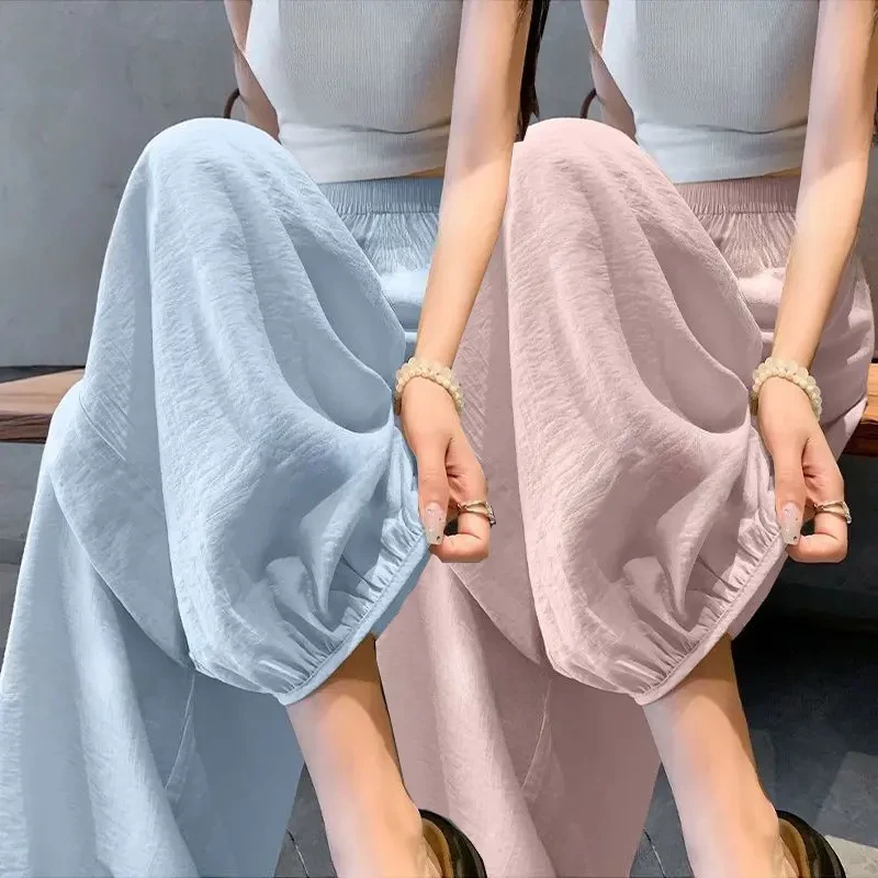 冰丝大码300斤速干山本裤女夏季薄款防晒束脚萝卜裤哈伦裤灯笼裤