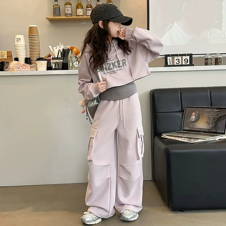 女童套装春季2025新款儿童洋气时髦衣服大童运动卫衣春秋装工装裤