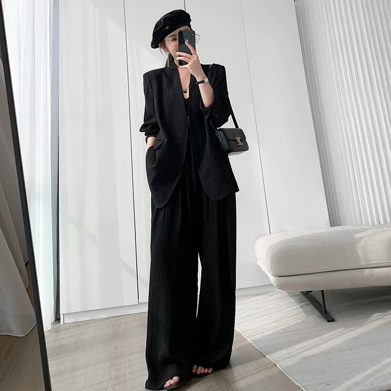 懂点2025秋季新款女装黑色西装外套女宽松长袖秋秋外套显瘦纯