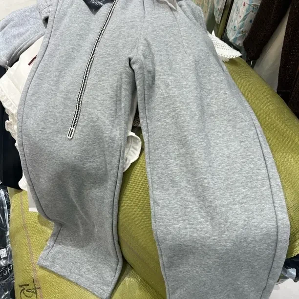 3100灰色微弹力松紧休闲裤