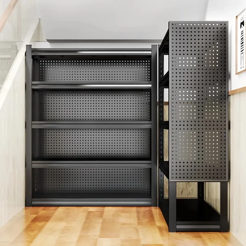 家用货架多层置物架洞洞板多功能落地储物架超市快递角钢收纳架子