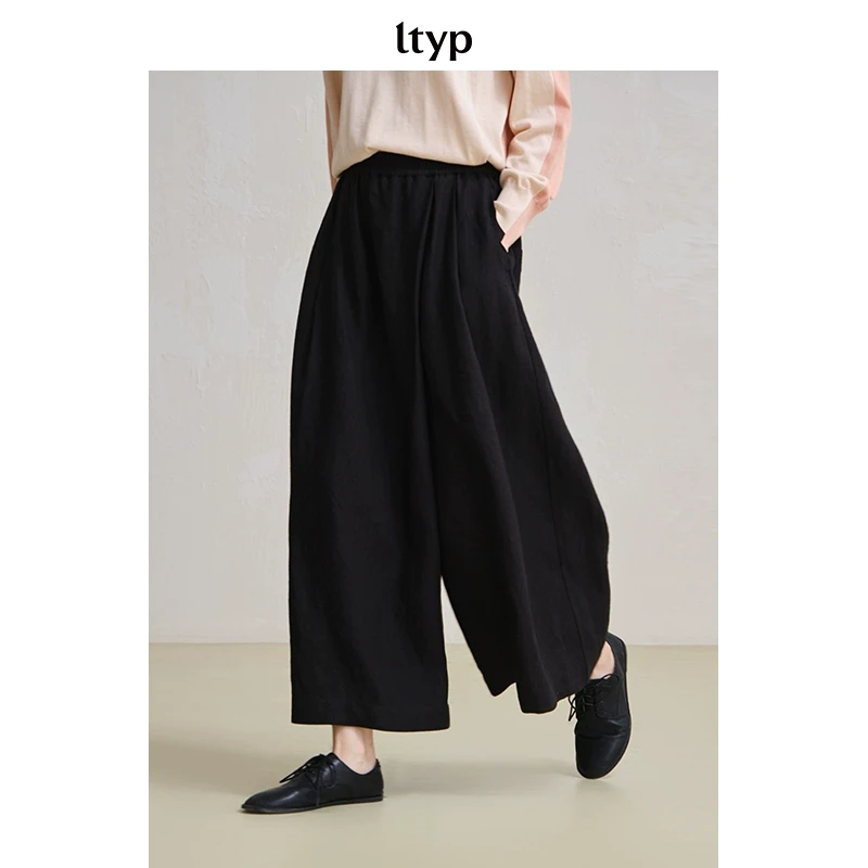ltyp 2.2 9支亚麻不对称斜襟阔腿裤X104251057