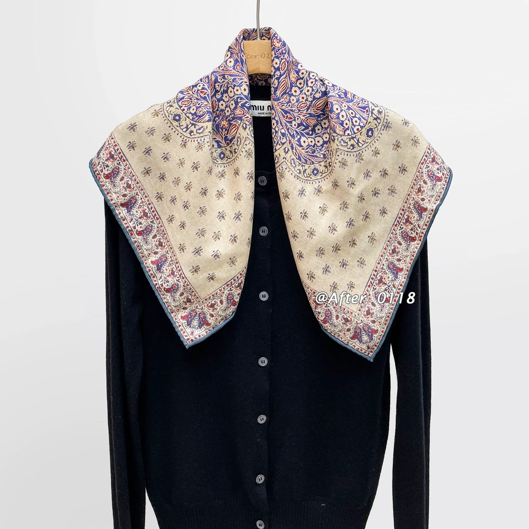 After【仙本那】经典图案 百搭！桑蚕丝真丝羊毛围巾丝巾方巾