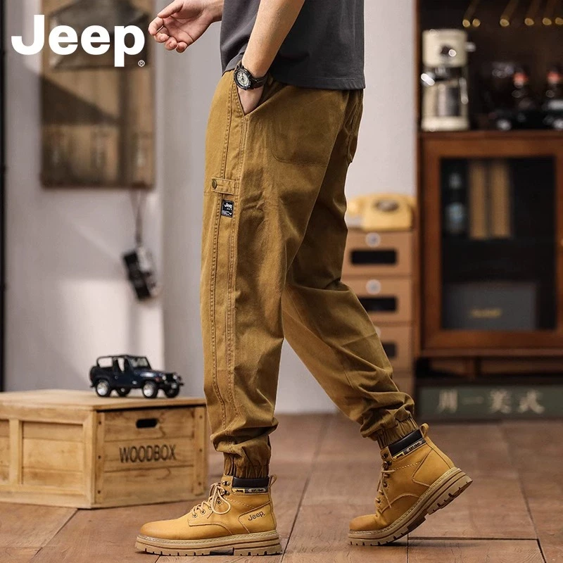JEEP吉普美式工装裤男款春夏款2025新款潮牌束脚痞帅宽松休闲裤子