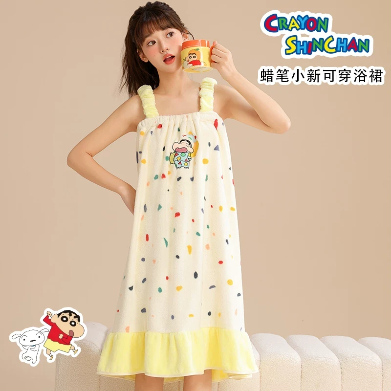 蜡笔小新浴巾女家用可穿式可裹浴裙2025新款吸水速干可爱浴袍裹巾