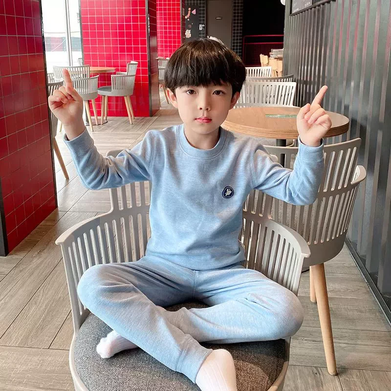 儿童保暖内衣套装中领春秋男童秋衣秋裤中大童家居服宝宝睡衣秋装