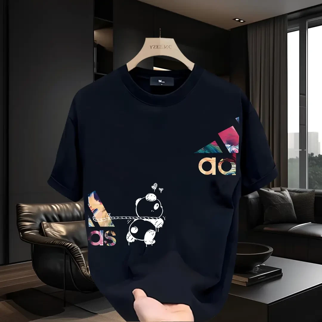 高级感男装2025年帅气潮牌纯棉T恤男款短袖大码印花轻奢痞帅男装