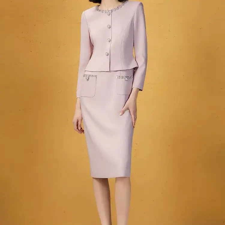 【七七】G+2025秋新款香水淡粉真丝里衬拼接假两件连衣裙G2729