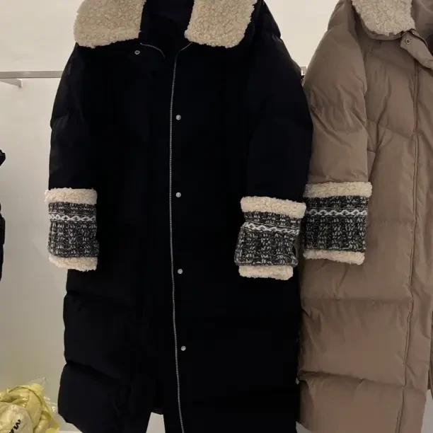 【DZP】超级独特小香风长款拼接羽绒服