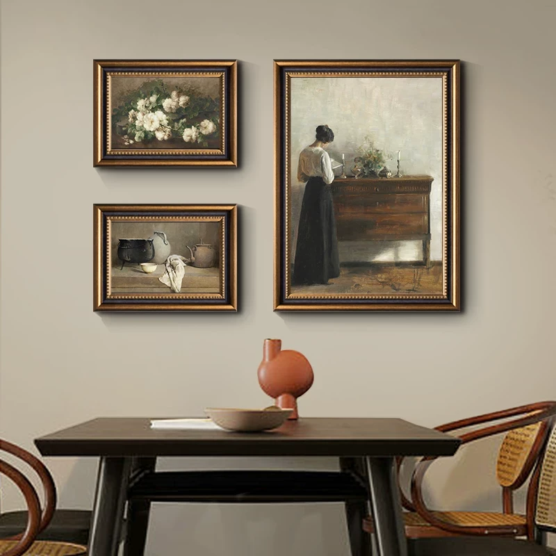 安宁与闲适】法式小众复古风客厅挂画餐厅墙画美式装饰画组合壁画