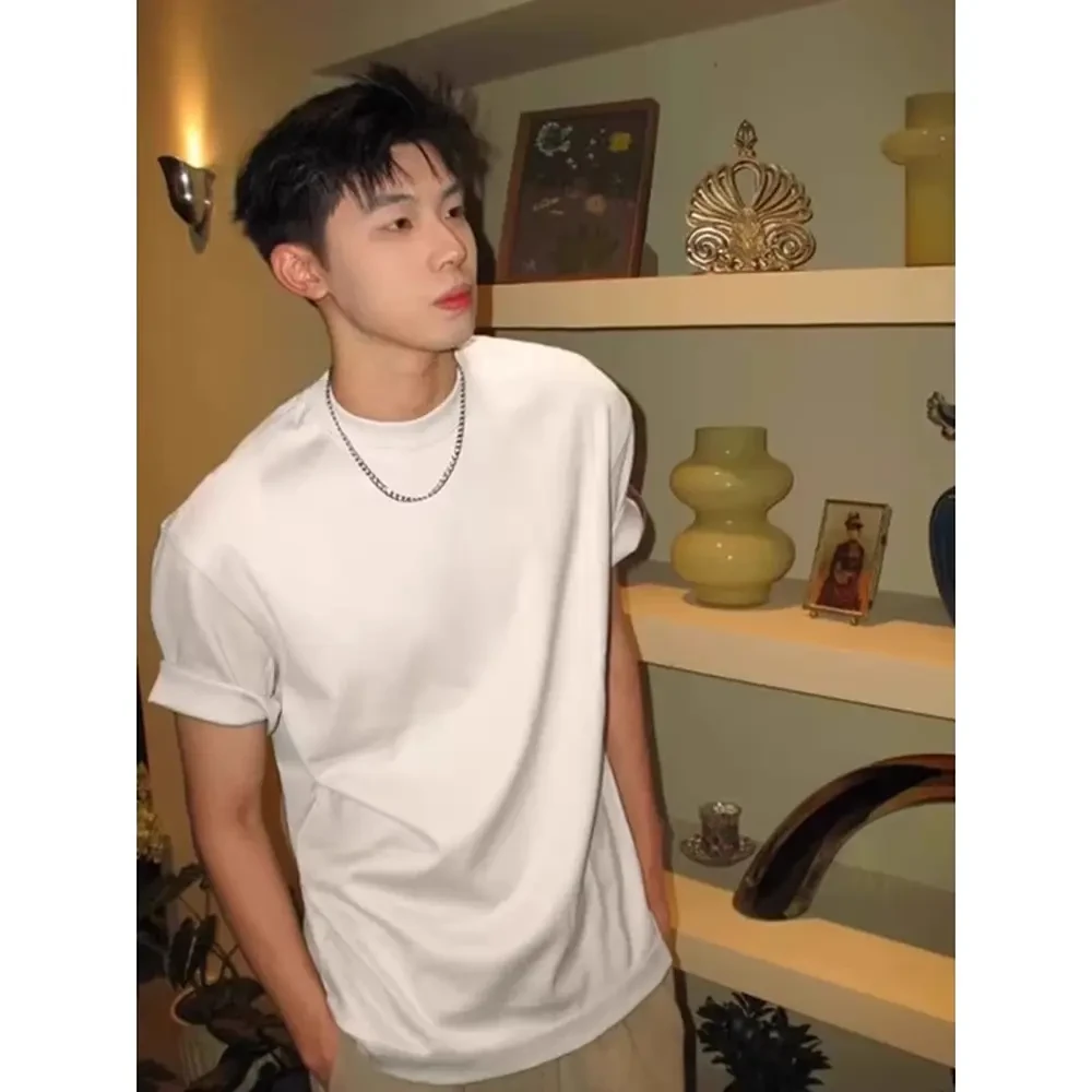 cleanfit纯棉重磅短袖T恤男夏季美式潮牌宽松内搭打底衫五分半袖