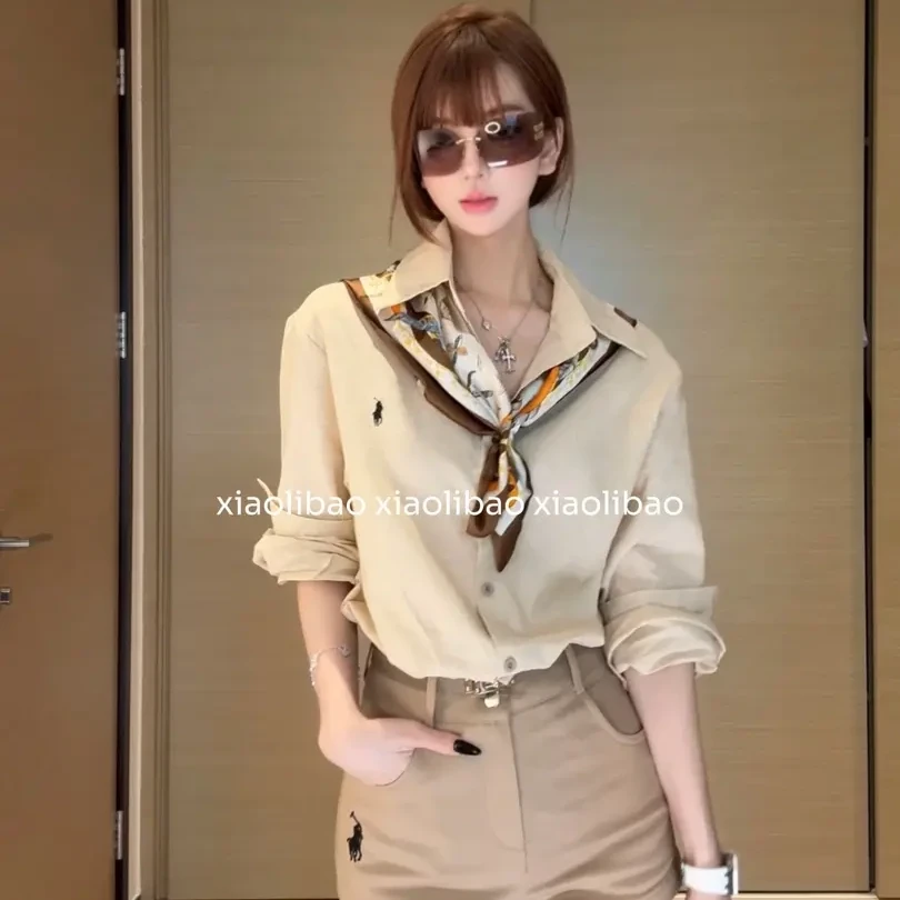 老钱风ol御姐风衬衣法式印花通勤风上衣轻奢气质时尚套装夏季