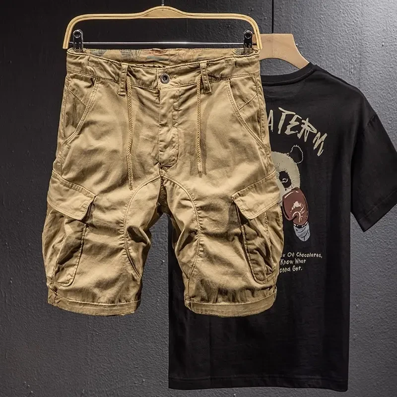 Cebrodz夏季卡其工装短裤男潮牌宽松多袋户外伞兵裤美式休闲男士