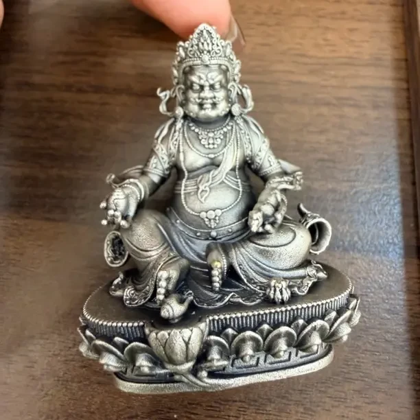 足银银制品 足银999 藏式立体全身黄财神复古色74.5g