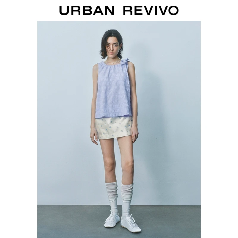 UR2025秋季新款女装休闲波嬉风撞色格纹罩衫衬衫UYU250070