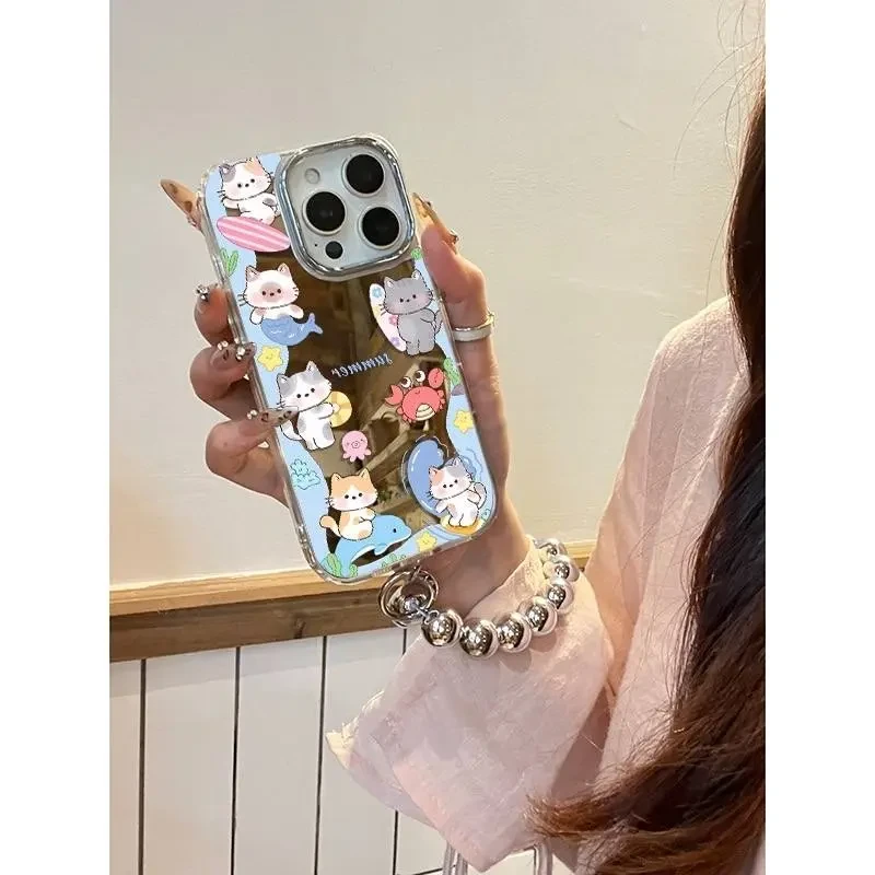 彩色猫咪适用苹果16promax手机壳iPhone15镜头全包14pro防摔13/12