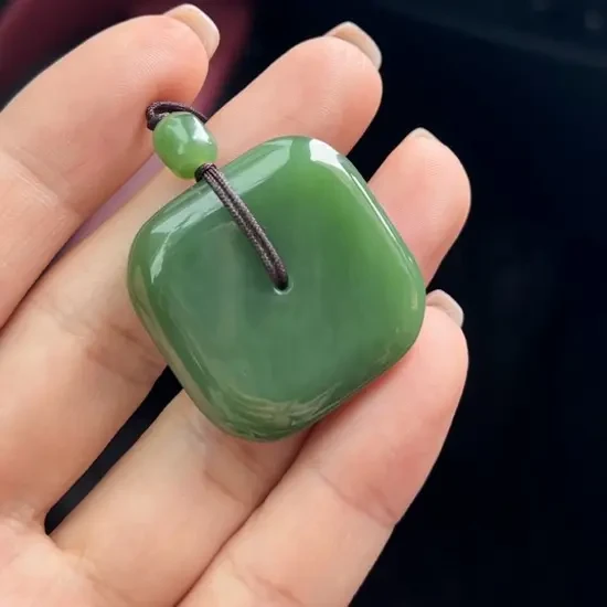 【三柒】和田玉碧玉方形平安扣玉吊坠珠宝饰品高级感玉石