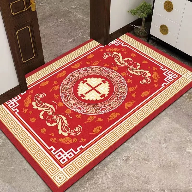 硅藻泥中式轻奢家用入户门垫地毯进门客厅玄关可定制防滑门口地垫