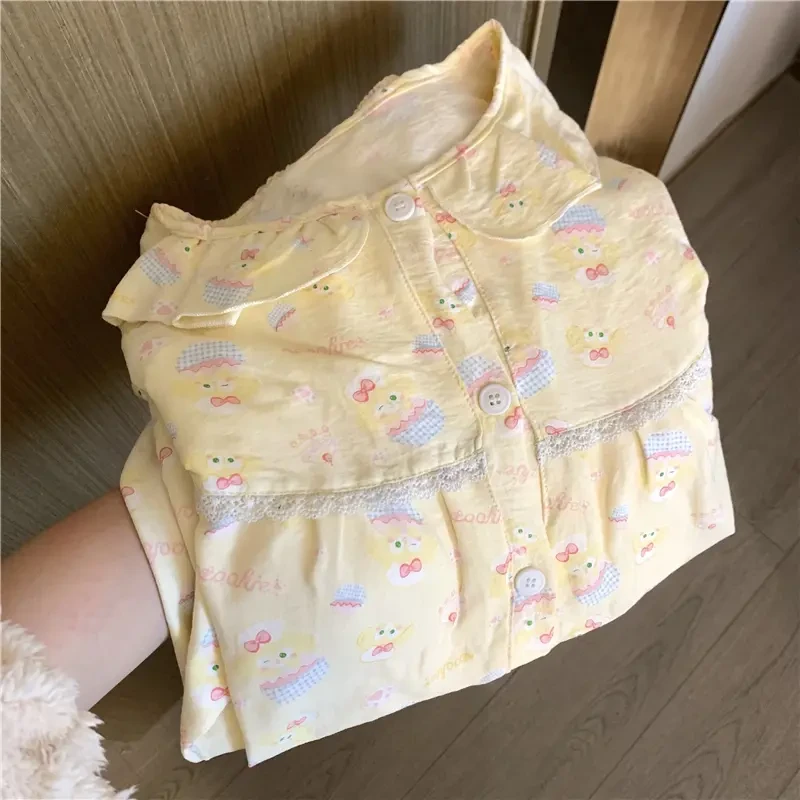 带胸垫睡衣女春秋季云朵棉长袖薄款2025新款可爱少女生卡通家居服