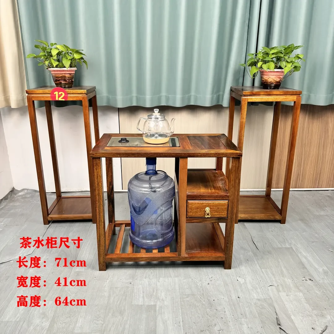 绿心檀单抽茶水柜新中式茶桌边柜餐边柜实心实木湿泡烧水阳台边柜